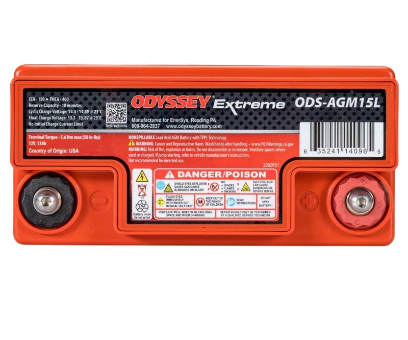 Odyssey Battery Powersport Extreme AGM Battery (PC545) - ODS-AGM15L For Harley Motorcycles 1986-2019 | Ski-Doo Snowmobiles 2014-2021