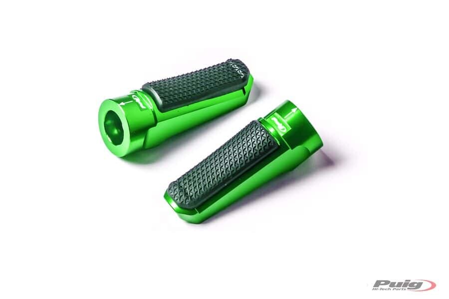 Puig Hi-Tech Parts Footpegs Sport Green - 7318V For Ducati Motorcycles 2008-2020 | Honda Motorcycles 2000-2021 | Triumph Motorcycles 2008-2021