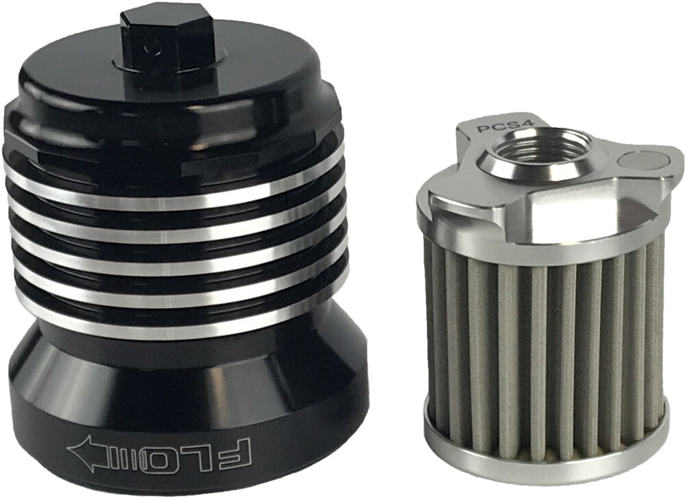 PC Racing FLO Reusuable OIL Filter Black Polished Fins - PCS4BC For Harley Motorcycles 1982-2021 | BMW Motorcycles 1983-2020
