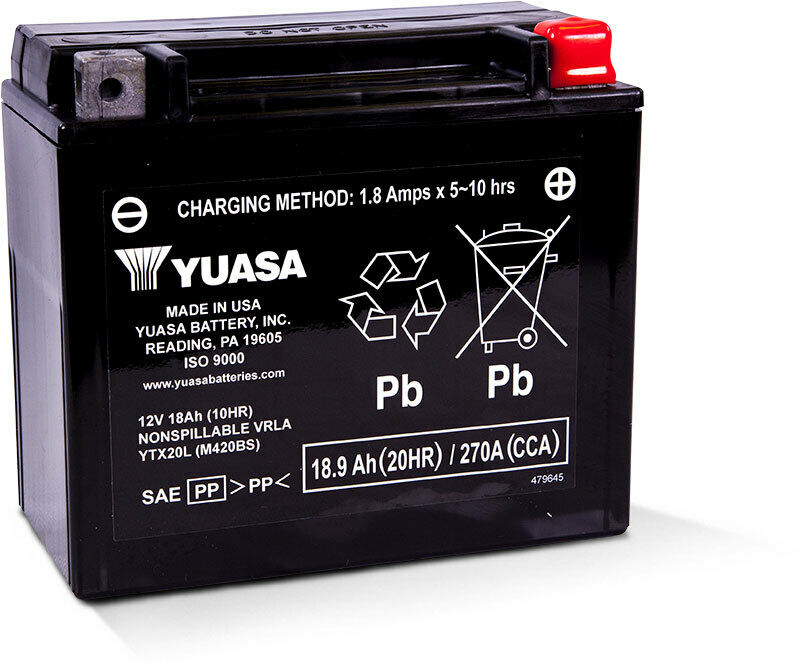 Yuasa Battery YTX20L Sealed Factory Activated - YUAM420BS For Harley Night / Screamin / Street / Rod 2007-2017 | Ski-Doo Snowmobiles 2004-2023