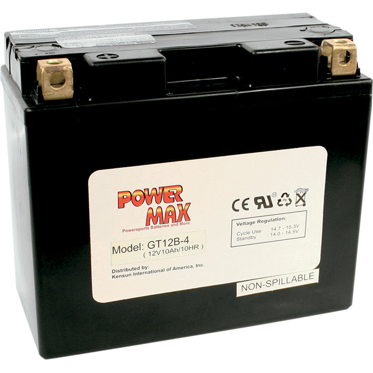 Power MAX Maintenance-Free Battery - GT12B-4 For Ducati Motorcycles 2006-2015 | Kawasaki Ninja 2005-2010