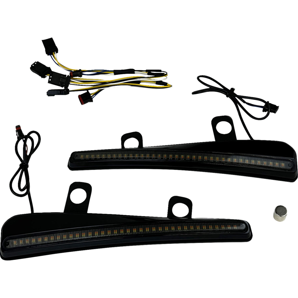 Custom Dynamics LED Windshield Trim With Turn Signals LED Turn Signal Black Smoke Lens - CD-RG23-SWT-B For Harley Touring 2023-2026