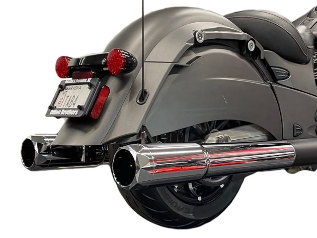 Tab Performance 211-1294-C2-Z 4.5 Inch Indian Bagger Chrome Soft Bag B.A.M. Slip On Muffler Sticks Exhaust Pipes Soft Bags Zombie Baffles (Loud) 4.5 Inch Chrome Straight Cut Tip