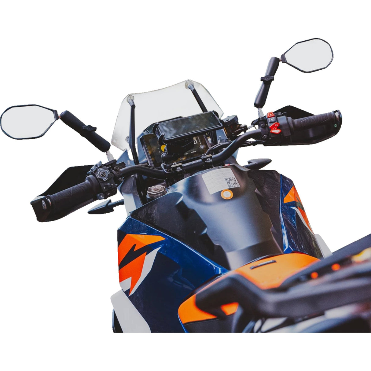 RAM MOUNTS 0640-1720 RAM-B-349-RTA-C-465R Tough-Mirror™ Kit with M10-1.25 Bases/Reverse Adapter - Long Arm Tough-Mirror™ - Side View - Oval - Black - Left/Right - Long Arm