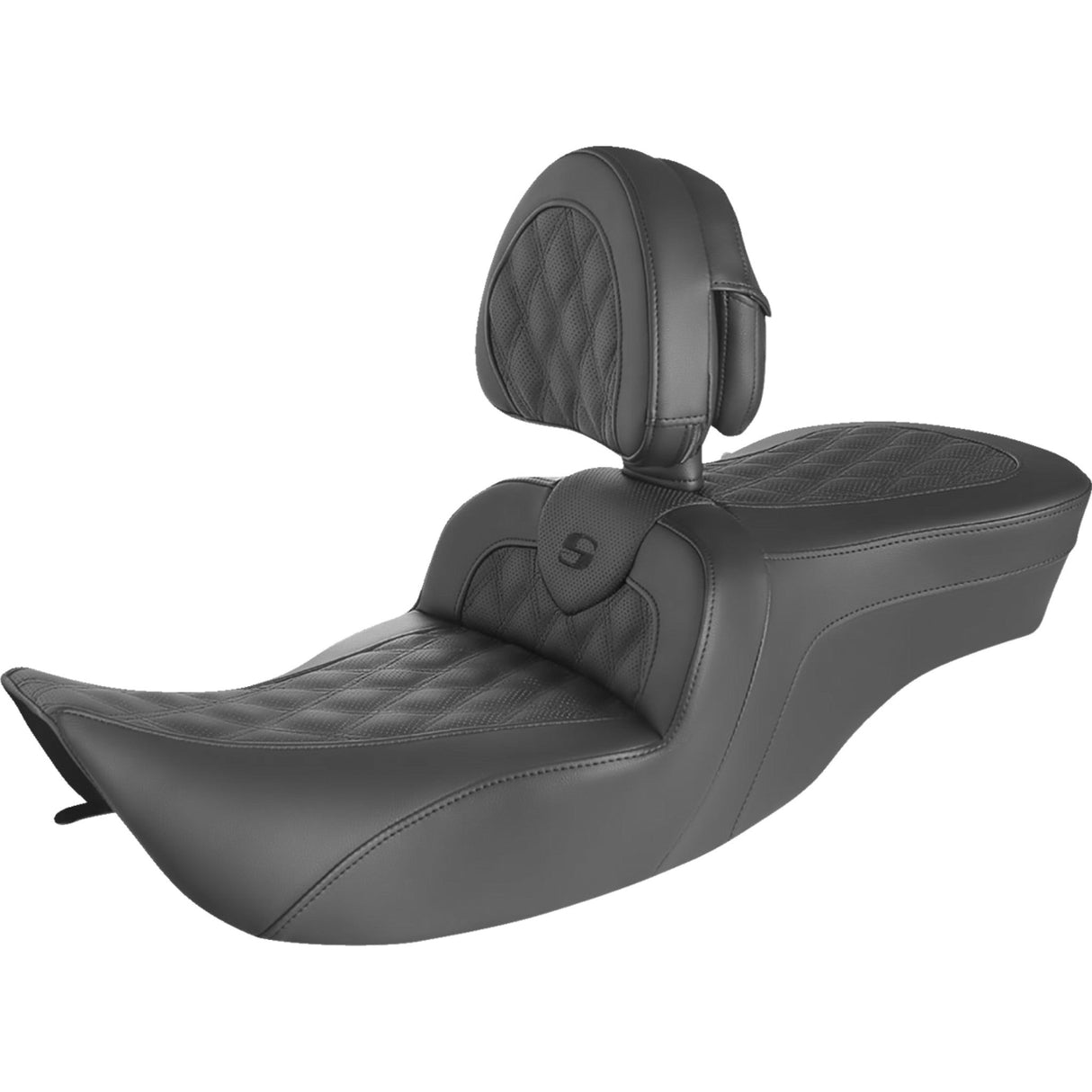 Saddlemen Roadsofa™ Seat Full Lattice Stitch With Backrest - 897-06-182BR For Harley Touring 1997-2007