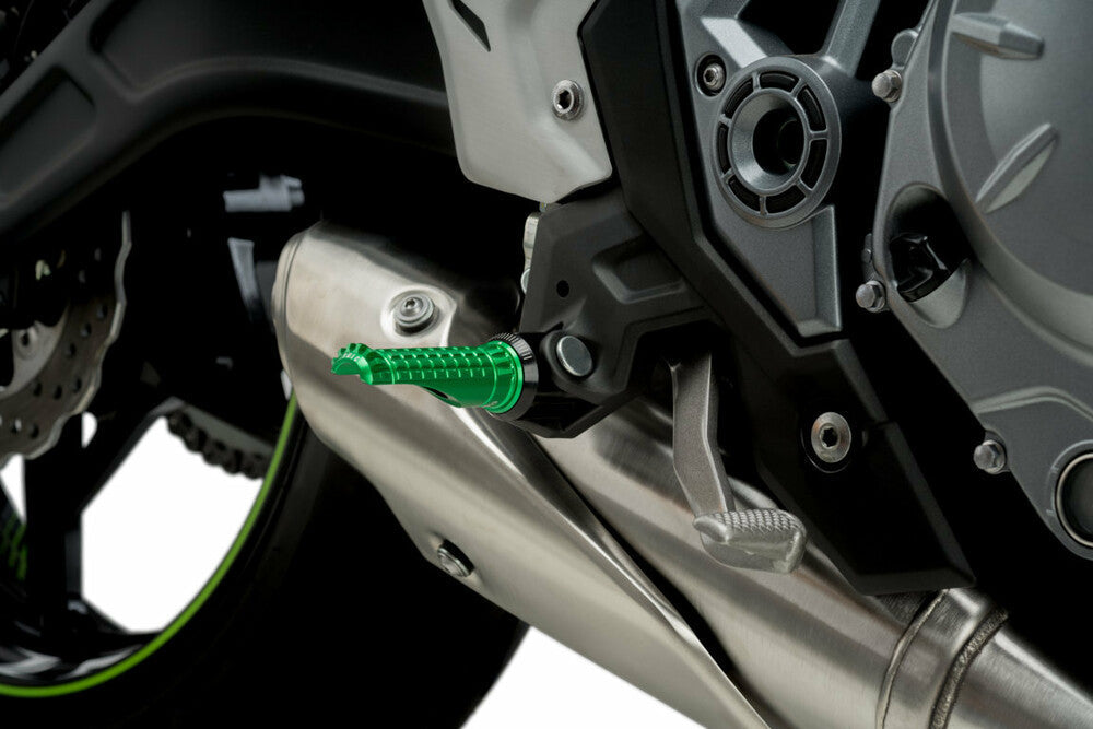 Puig Hi-Tech Parts Footpegs R-Fighter Green - 9192V For Ducati Motorcycles 2008-2020 | Honda Motorcycles 2000-2021 | Triumph Motorcycles 2008-2021