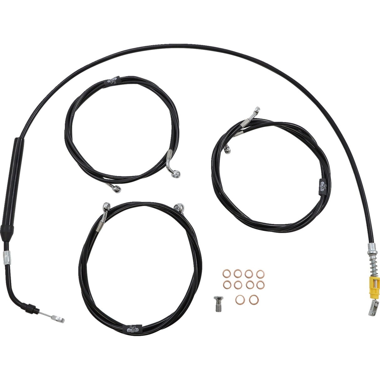 LA CHOPPERS 0662-0886 LA-8056KT-13B Standard Black Vinyl Braided Handlebar Cable/Brake Line Kit — Ape Hanger - 12" - 14" Ape Hanger Handlebars - Black Vinyl