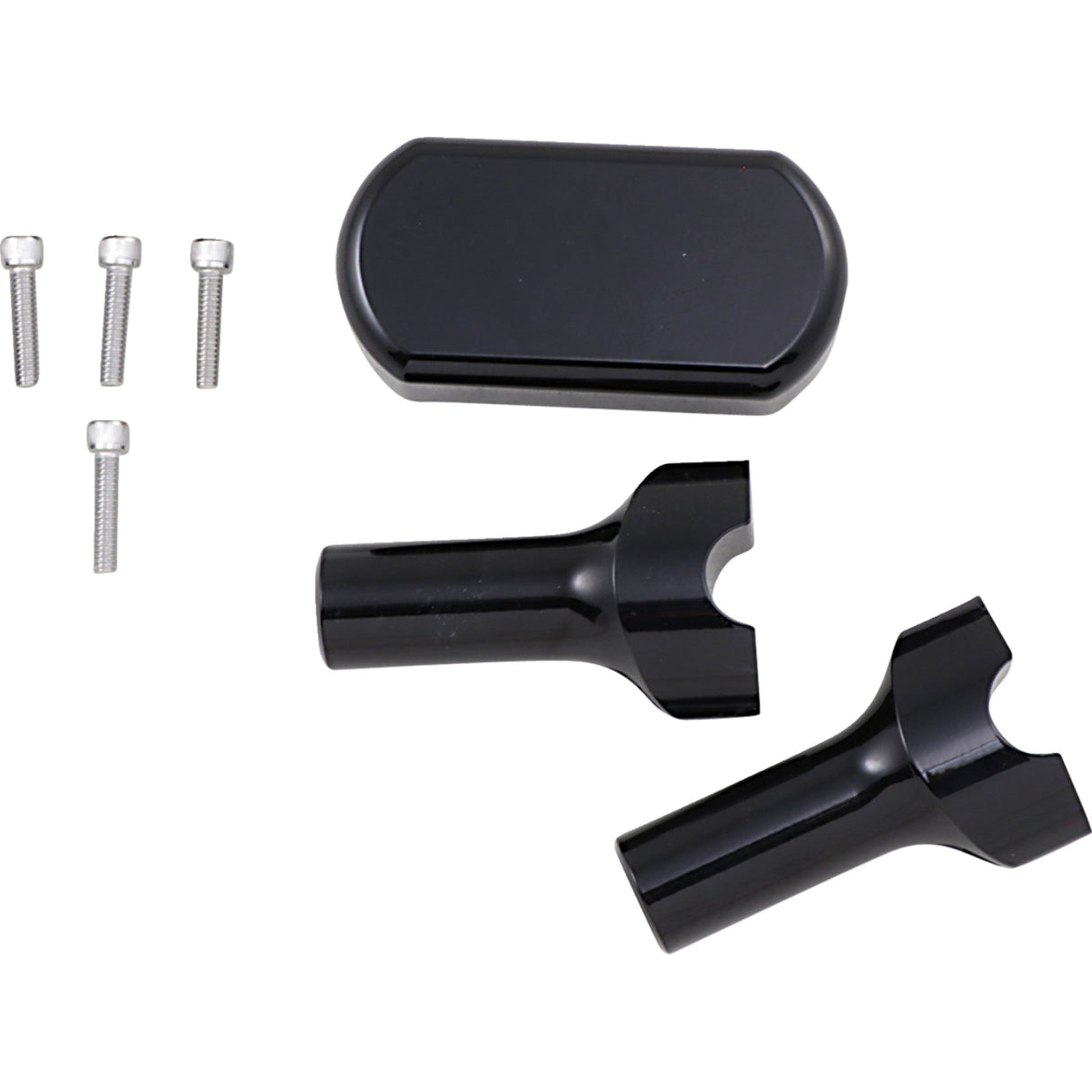 LA CHOPPERS 0602-0617 LA-7442-04B Solid Handlebar Riser & Top Clamp Kit - Risers - Solid Top - 4" - Black
