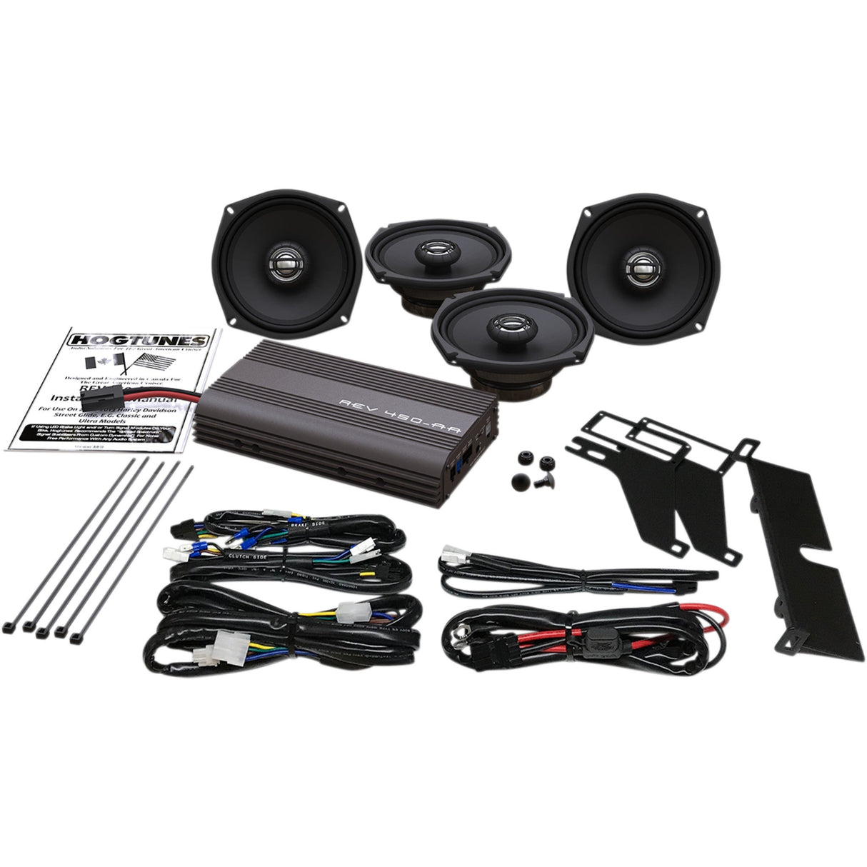 Hogtunes 450U Kit-AA Speaker And Amplifier Kit - REV 450U KIT-AA For Harley Touring 1998-2013