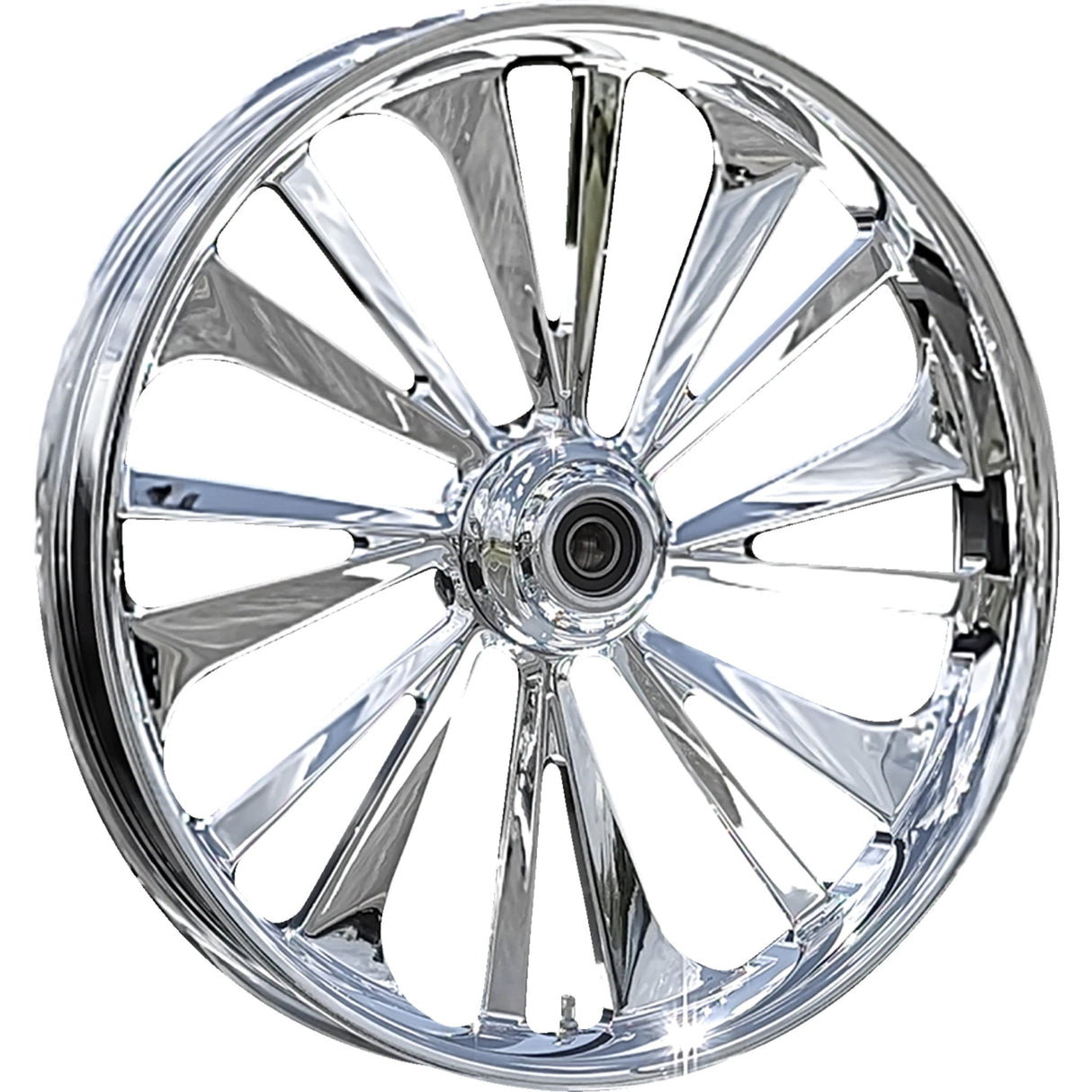 RC Components Dillinger Wheel Dillinger Front Single Disc Without ABS Chrome 21x3.5 - 213HD032NON138C For Harley Touring 2014-2022