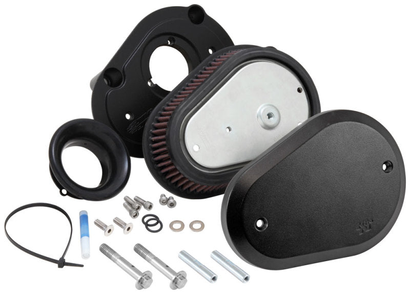 K & N Engineering Davidson Street Metal Intake System Flare Black - RK-3932B For Harley Motorcycles 1999-2017