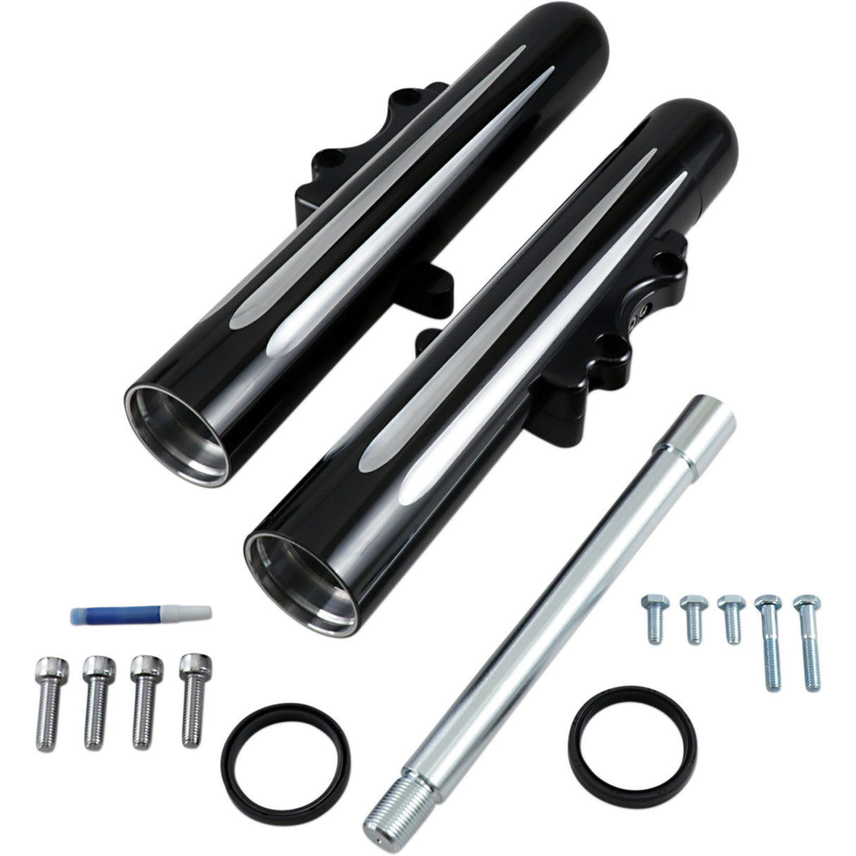 Arlen Ness Dual-Disc Hot Legs Fork Legs Black Anodized Deep Cut Dual Disc - 40-512 For Harley Touring 2014-2025