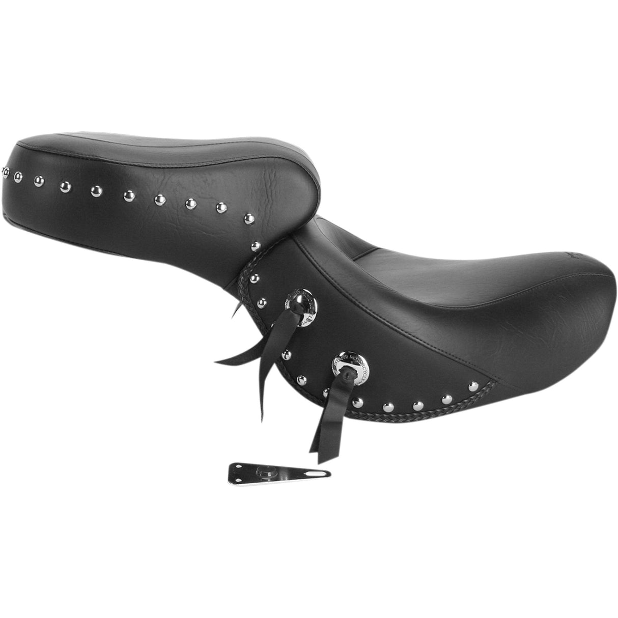 MUSTANG DS-900505 75008 Wide Touring Seat Seat - Wide - Touring - Without Backrest - One-Piece - Chrome Studded - Black w/Conchos - VT1100