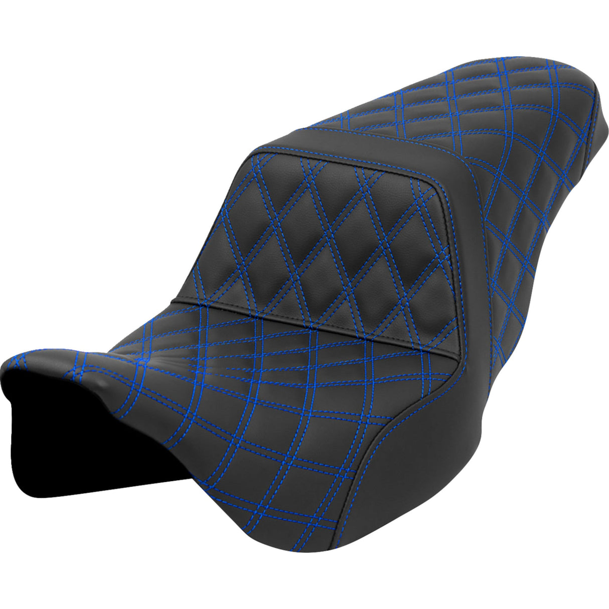 Saddlemen Lattice Stitch Step-Up Seat Blue Stitch - 808-07B-17501 For Harley Touring 2008-2023