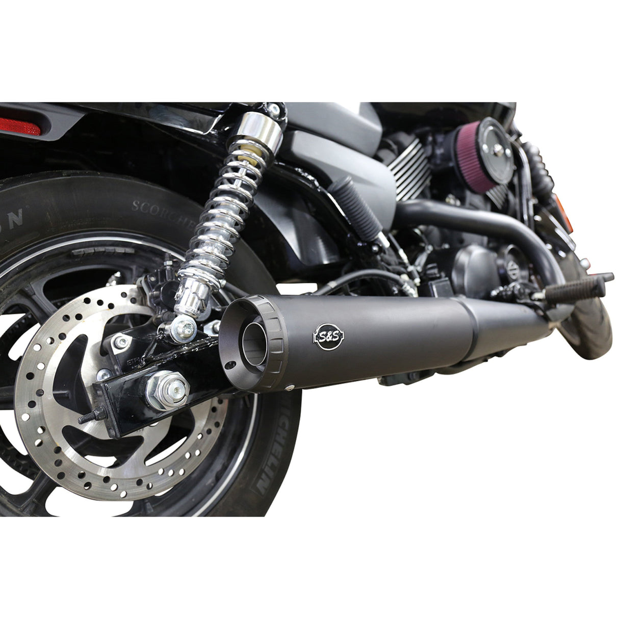 S&S Cycle Grand National Slip-On Muffler 4" Black Ceramic XG500/750 - 550-0703 For Harley Street 2015-2020