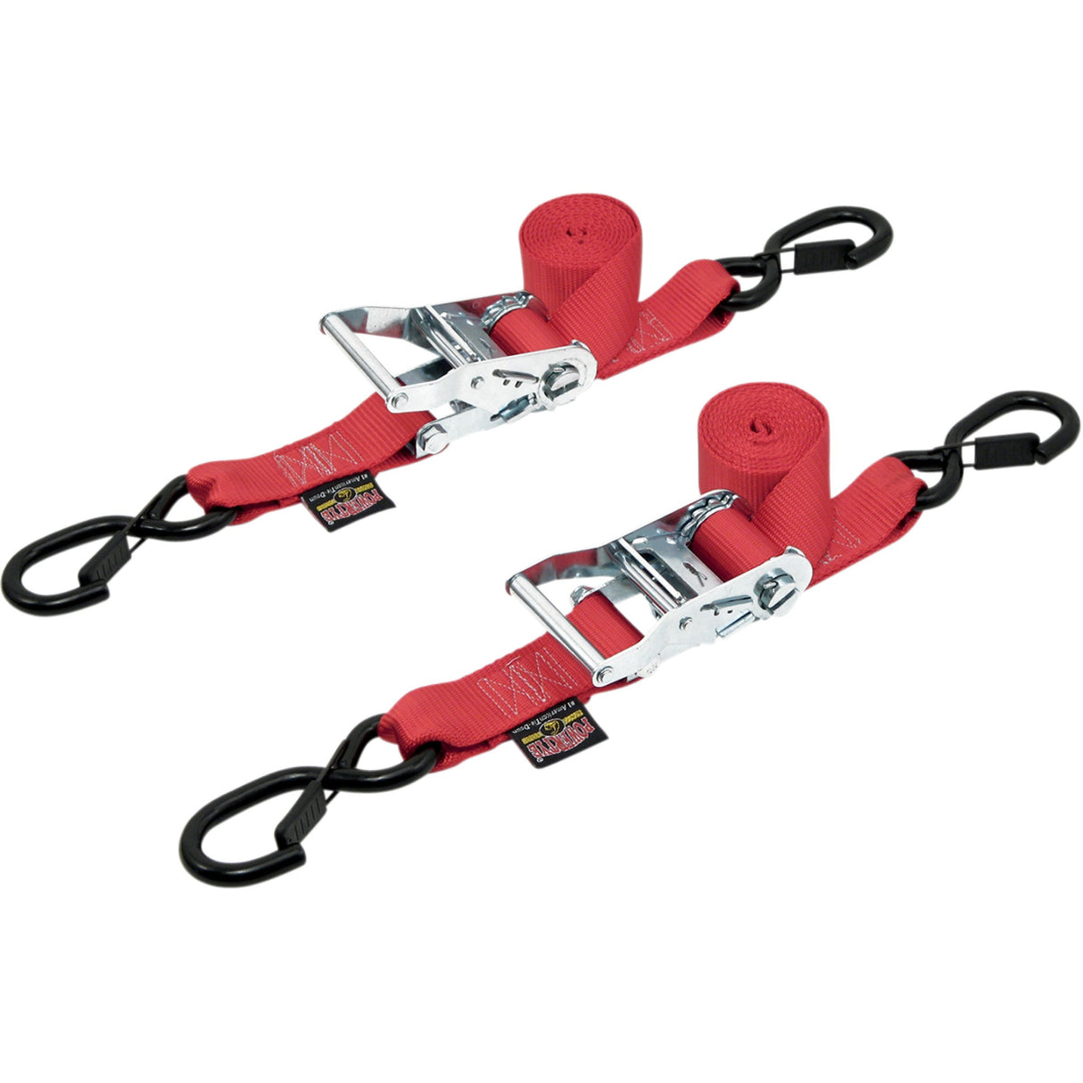 POWERTYE MFG. 3920-0145 30571-S 1-1/2" Ratchet with Safety Latch Hooks Ratchet Tie-Downs - 1-1/2" x 6-1/2' - Red