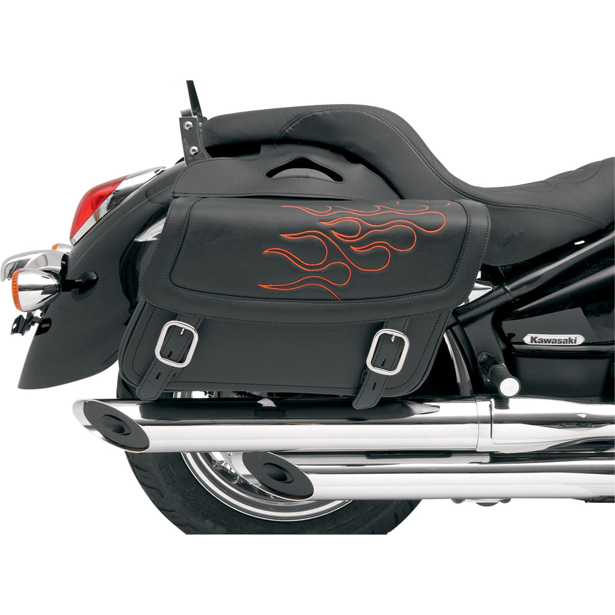 SADDLEMEN 3501-0222 X021-05-0416 Highwayman Tattoo Saddlebags Flame Saddlebag - Orange - Large