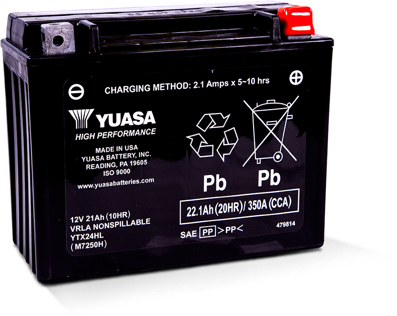 Yuasa Battery YUAM7250H Yuasa YTX24HL Maintenance Free AGM 12-Volt Battery