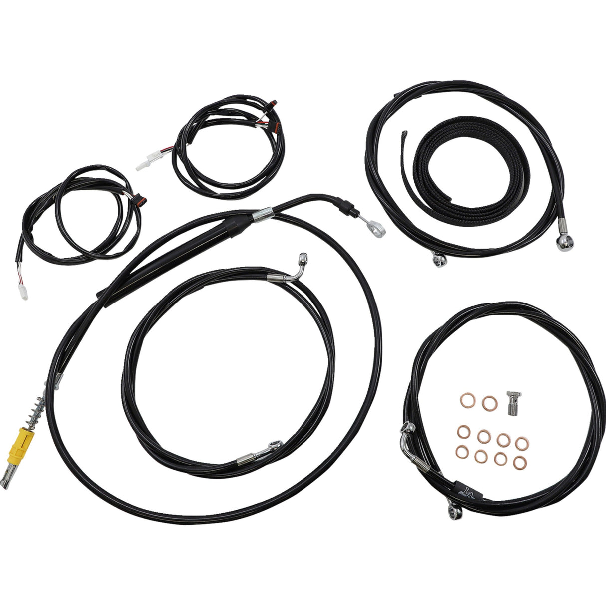 LA CHOPPERS 0662-0916 LA-8056KT3-19B Complete Plug-and-Play Cable Kit - 18" - 20" Handlebars - ABS - Black