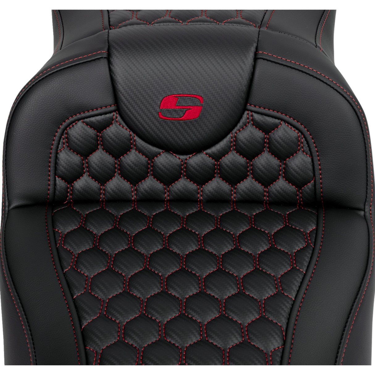 Saddlemen Honeycomb Roadsofa™ Seat Honeycomb Red Stitch Extended Reach Without Backrest - 808-07B-19004 For Harley Touring 2008-2025