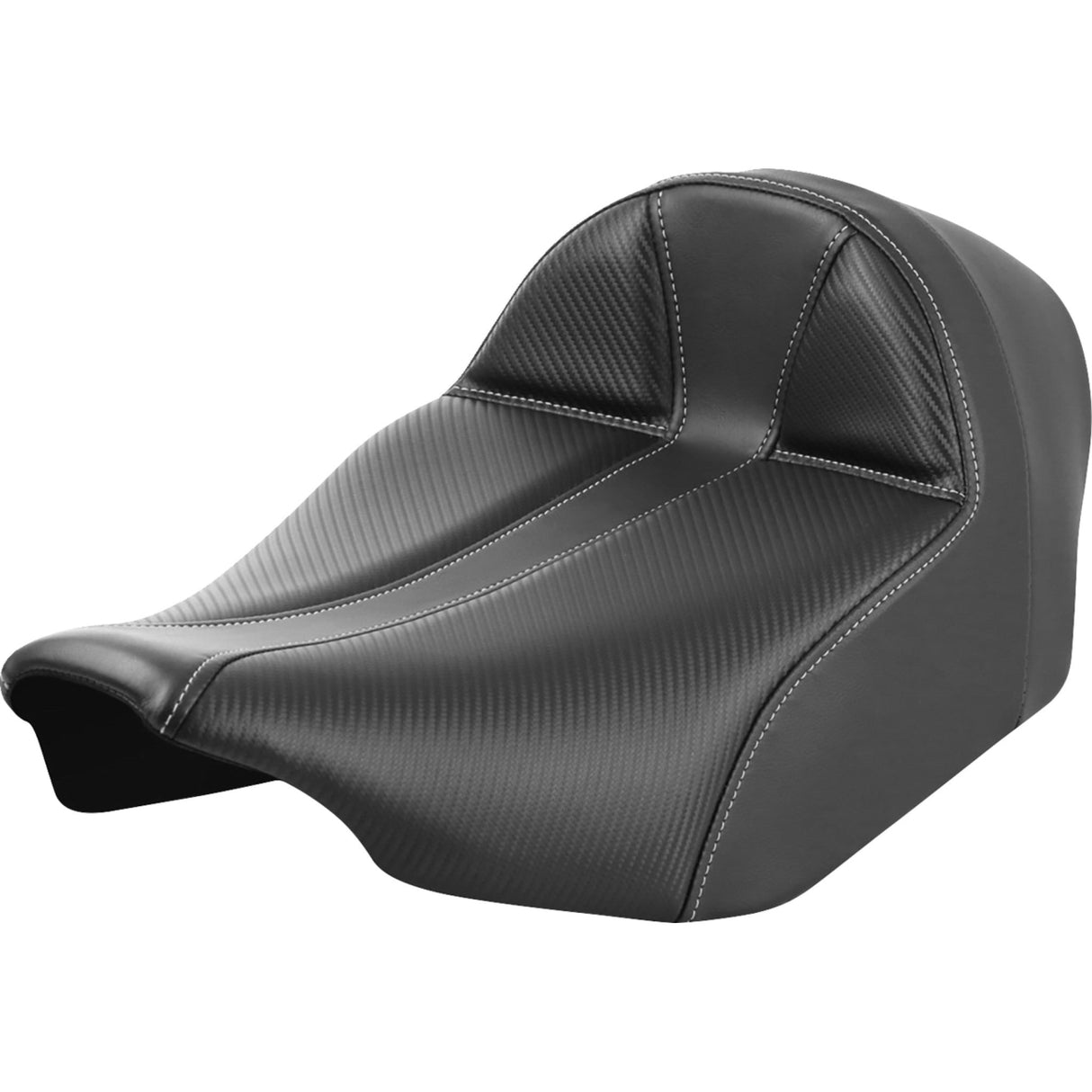 Saddlemen Dominator Solo Seat Carbon Fiber With Silver Stitch Extended Reach - 823-07E-0042 For Harley Touring 2023-2026