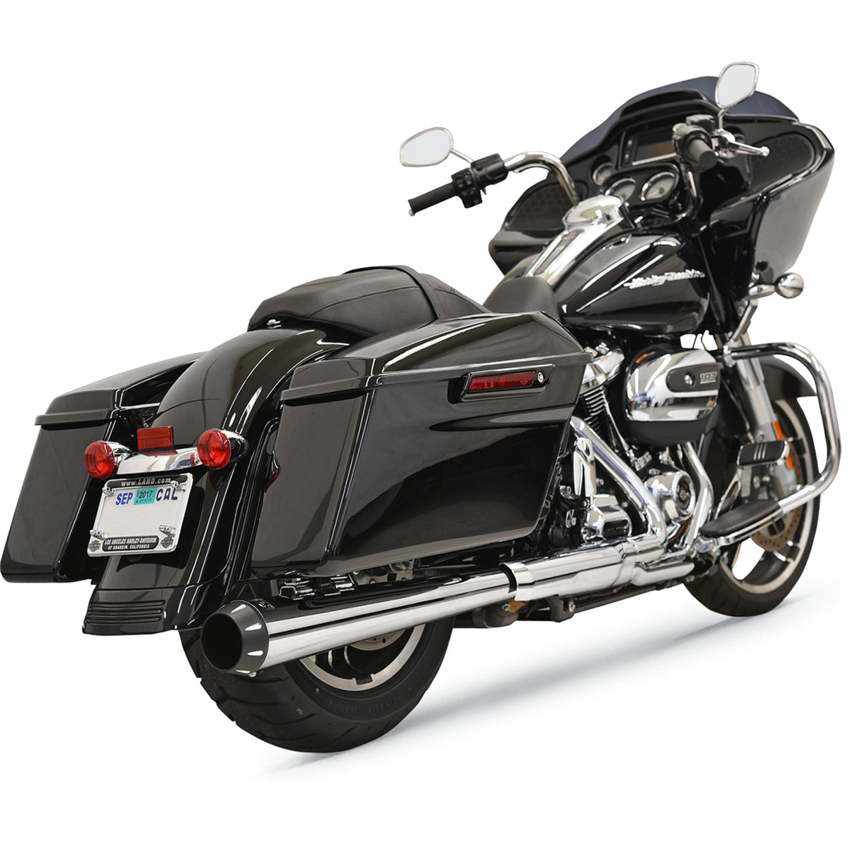 Bassani Xhaust 2-Into-1 Crossover Eliminator With 4"DNT® Slip-On Muffler Chrome Megaphone - 1F17R For Harley Touring 2017-2026