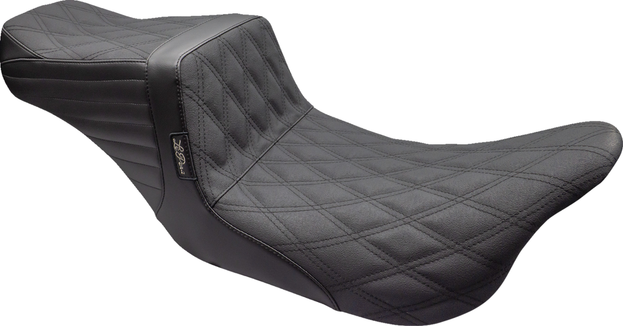 LePera Tailwhip Seat Double Diamond With Grip Tape Black - LK-587DDGP For Harley Touring 2008-2023