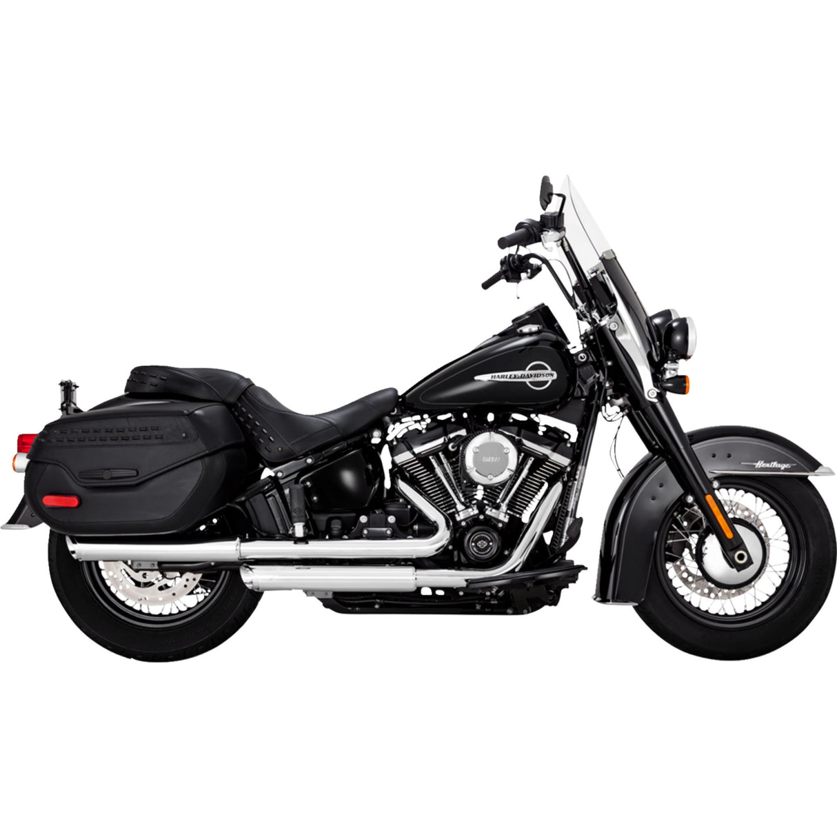 Vance & Hines 3" Twin Slash Slip-On Mufflers Chrome - 16379 For Harley Softail 2018-2024