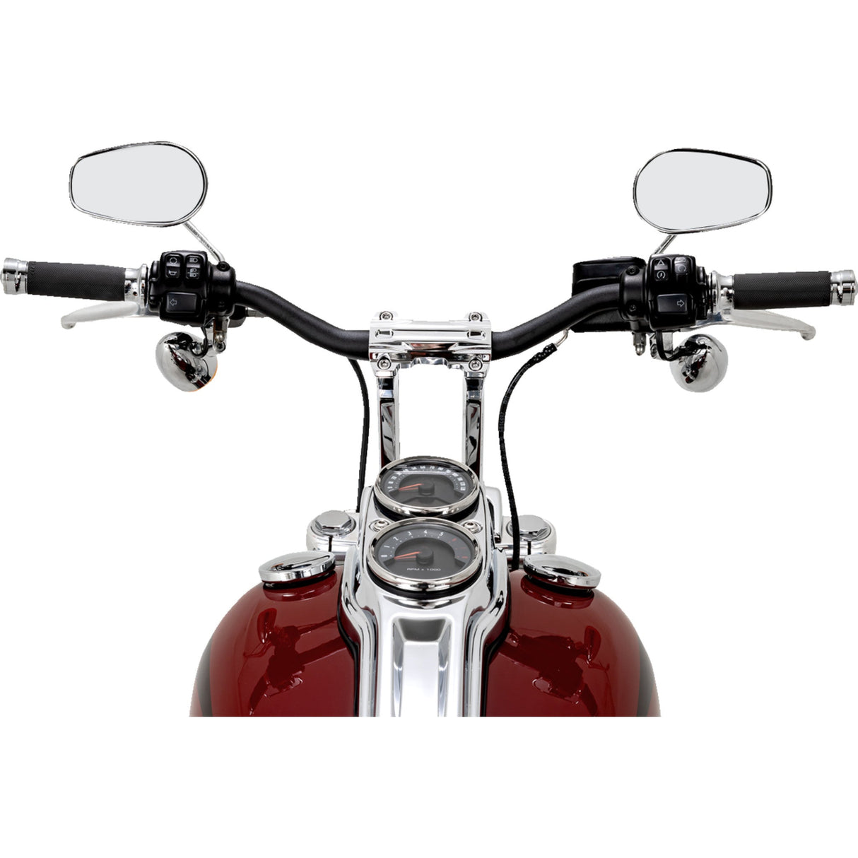 PERFORMANCE MACHINE (PM) 0602-1564 0208-2195M-CH Phatbar & Riser Kit internal wiring/gauge mount holes - 9" - chrome