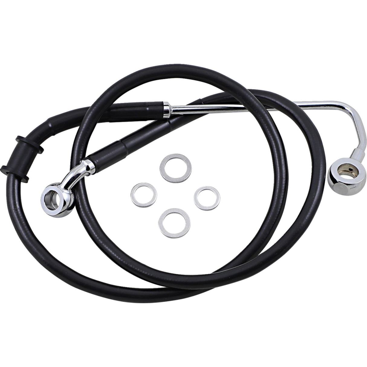 Drag Specialties Extended Length Stainless Steel Brake Line +6" Black For Harley Softail 2015-2017