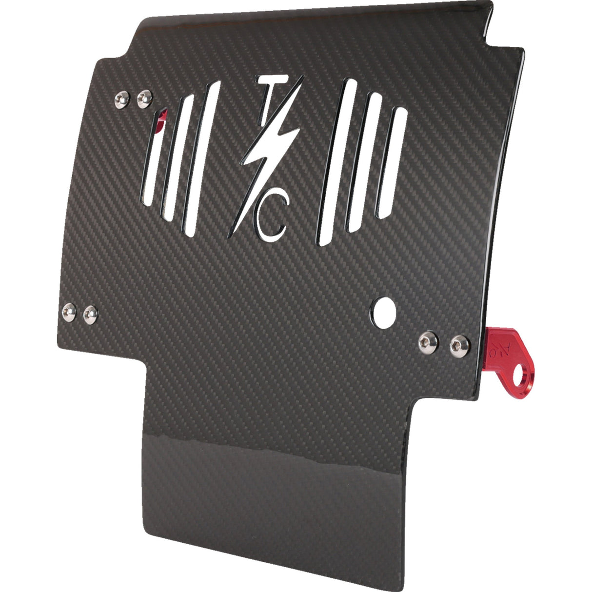 THRASHIN SUPPLY CO. 0506-2530 TSC-3034-2 Carbon Fiber Skid Plate Skid Plate - Carbon Fiber/Gloss - With Red Brackets - FLHX/FLTRX