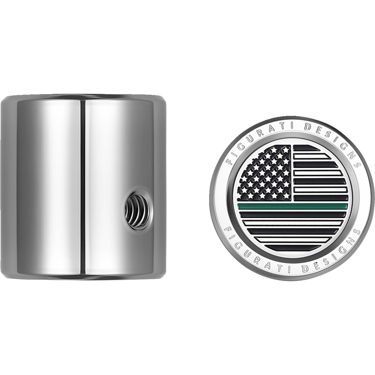 Figurati Designs Heel-Toe Shifter Cover Green Line American Flag Stainless Steel - FD72-HTSC-SS For Harley Motorcycles 1982-2022