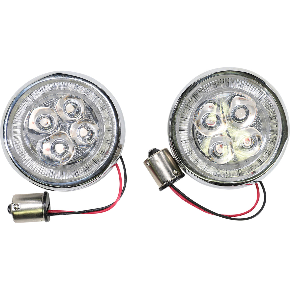 Ciro Fang® Rear Turn Signal Light Inserts Red LED Chrome - 45501 For Harley Motorcycles 1957-2026