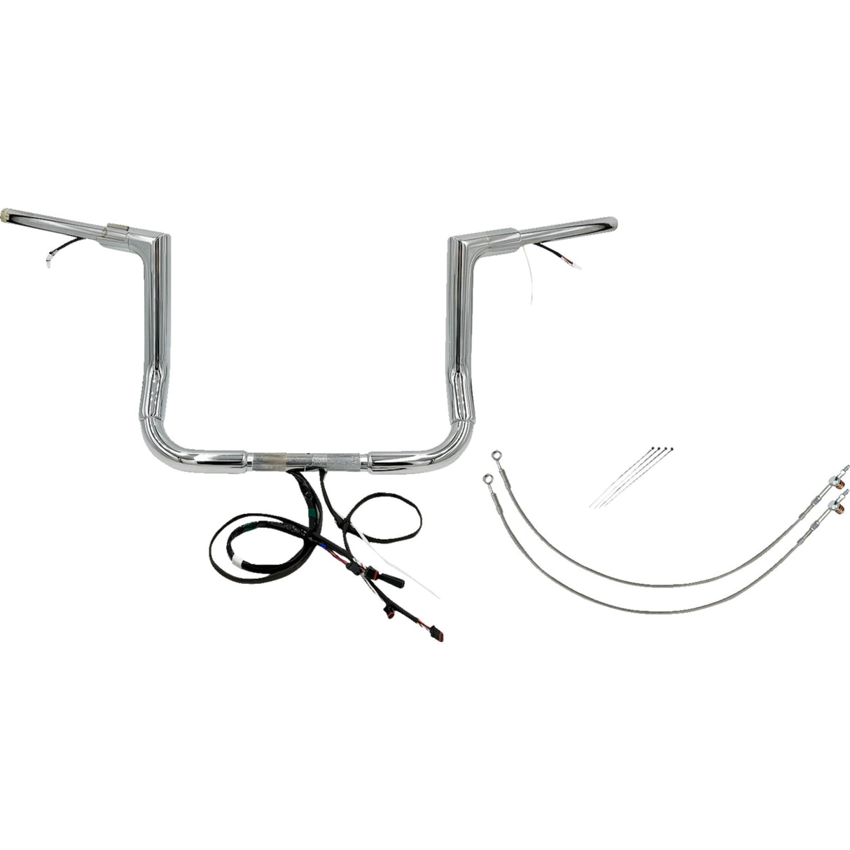 FAT Baggers INC. EZ Install Wired 1-1/2" Flat Top Handlebar Kit 12" Chrome - 601212 For Harley Touring 2014-2015