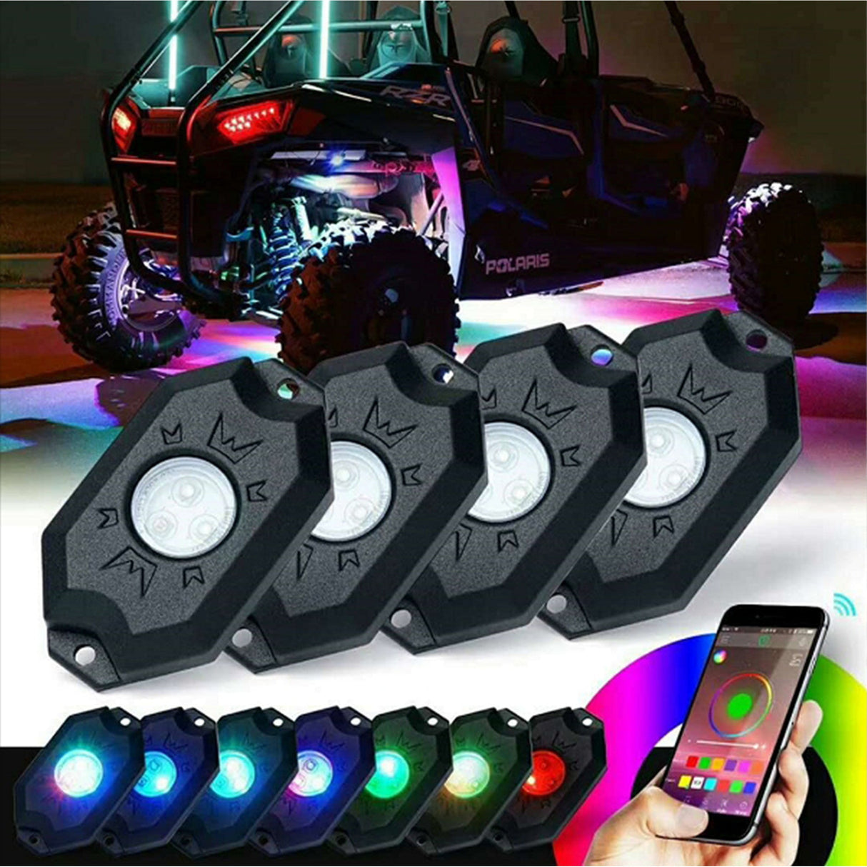 BRITE-LITES 2040-2341 BL-RGBROCK4 RGB & Bluetooth LED Rock Light Kit LED Rock Light Kit