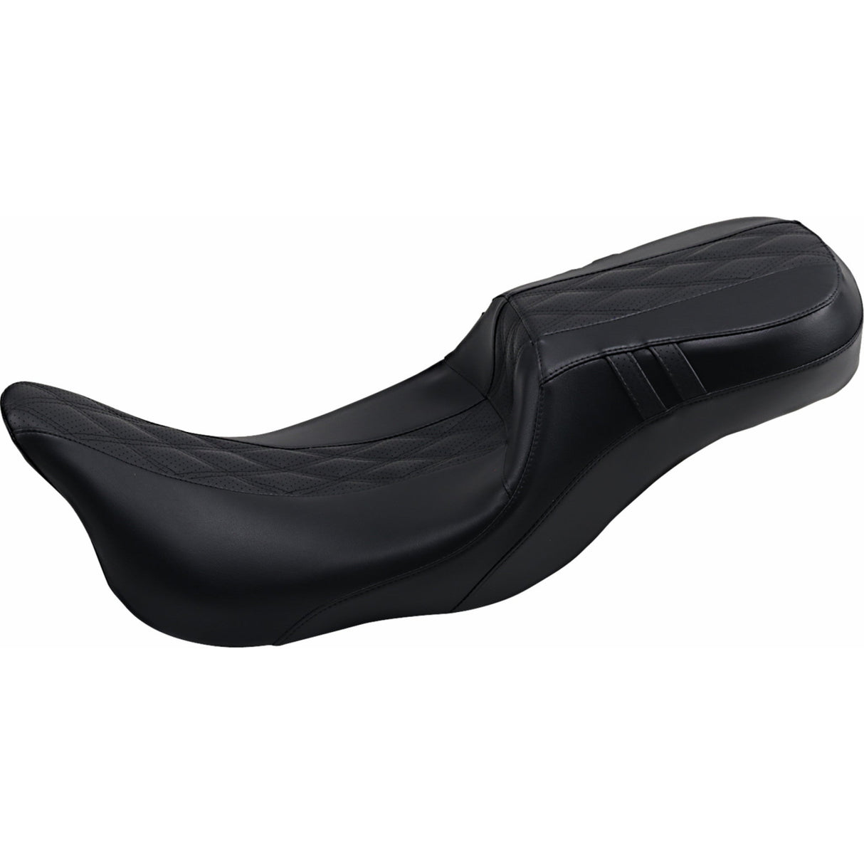 LePera Outcast Daddy Long Legs Seat 2-Up Without Backrest Black With Black Double Diamond Inlay - LK-997DLGT2 For Harley Touring 2008-2022
