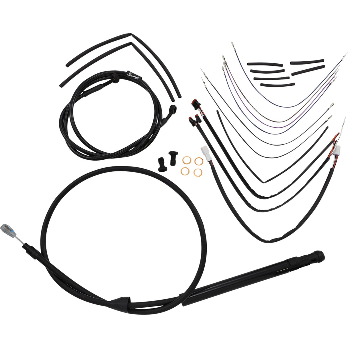 Burly Brand Complete Black Vinyl Handlebar Cable Line Kit For Ape Hangers 14" FX - B30-1260 For Harley Softail 2018-2024
