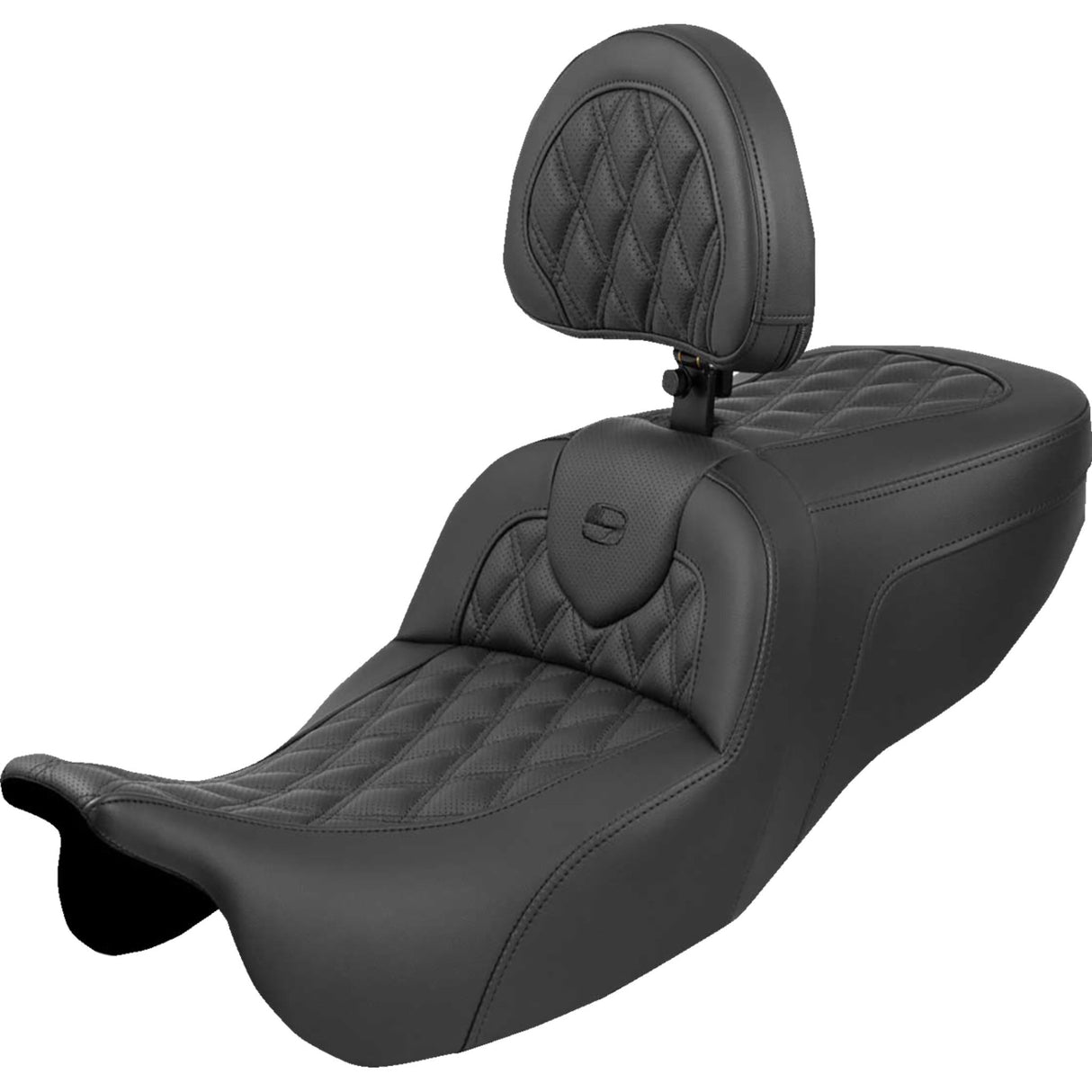 Saddlemen RoadSofa™ Seat With Backrest Lattice Stitch - 815-07-182BR For Harley Touring 2015-2025