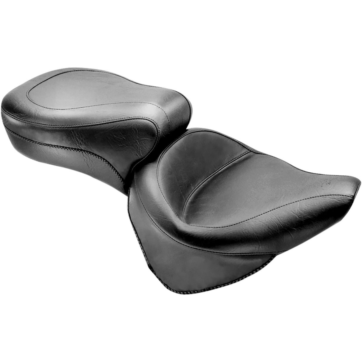 Mustang Vintage Style Seat Wide Smooth Black Softail - 75735 For Harley Softail 1984-1999