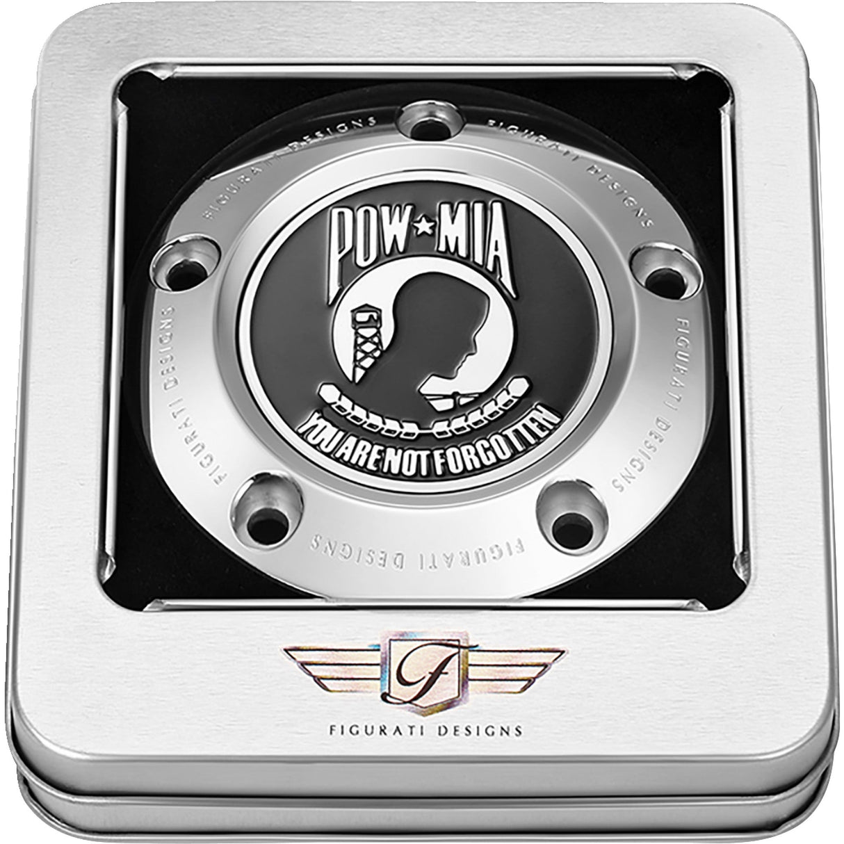 FIGURATI DESIGNS 0940-2094 FD50-TC-5H-SS Timing Cover 5 hole - pow mia - stainless steel