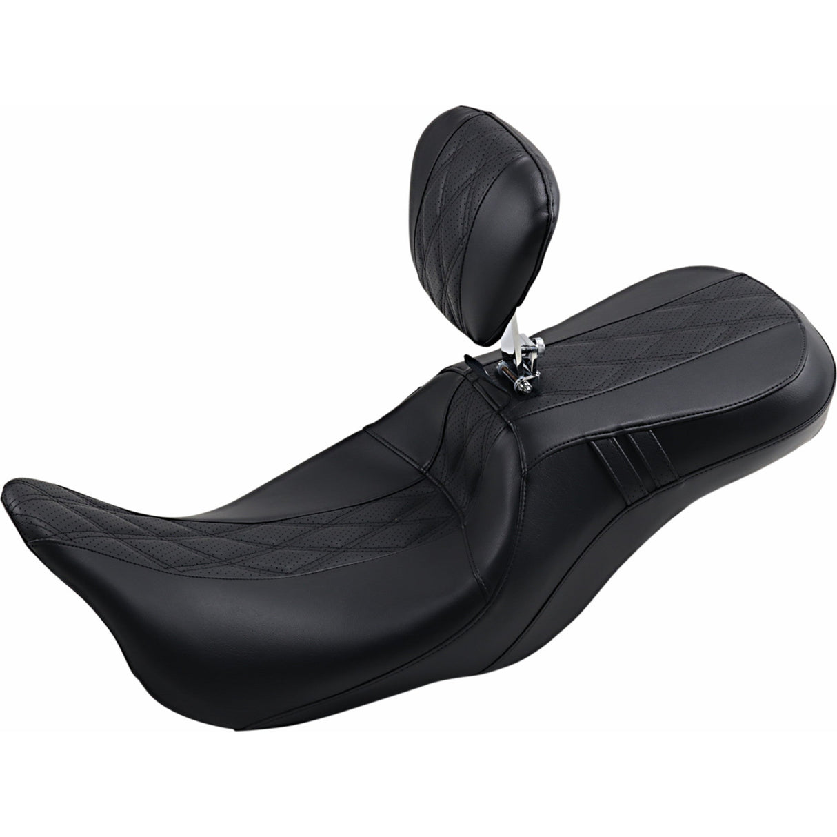 LePera Outcast GT Seat 2-Up With Backrest Black Double Diamond Perforated - LK-997BRGT2 For Harley Touring 2008-2022
