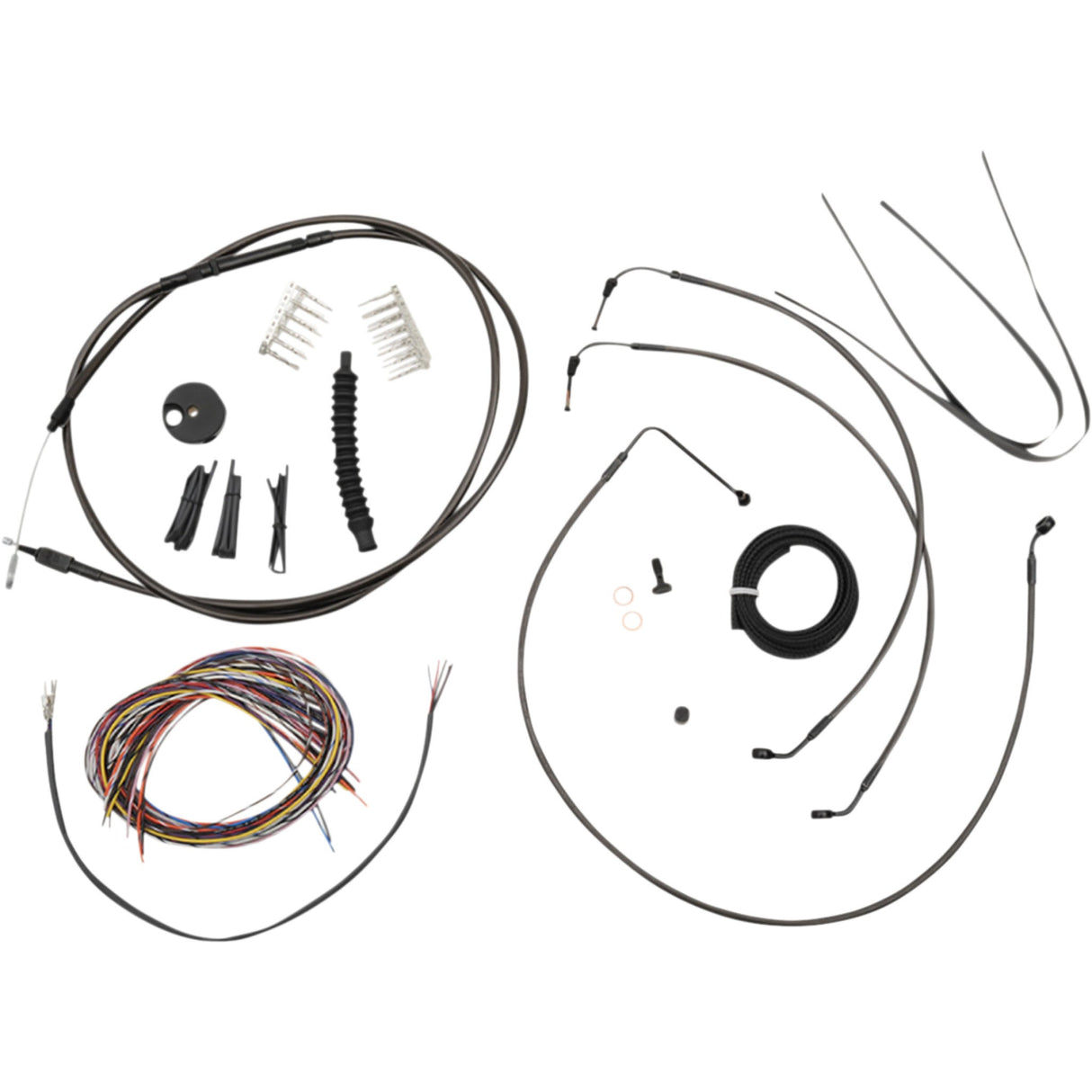 LA CHOPPERS 0662-0800 LA-8154KT2-16M Complete Midnight Braided Handlebar Cable/Brake Line Kit — Standard Handlebar Cable/Brake Line Kit - Complete - 15" - 17" Handlebars - Midnight