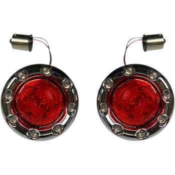 Custom Dynamics ProBEAM® Bullet Ringz™ 1156 Rear Turn Signals Chrome Red Lens - PB-BR-RR 56-CR For Harley Motorcycles 2000-2024