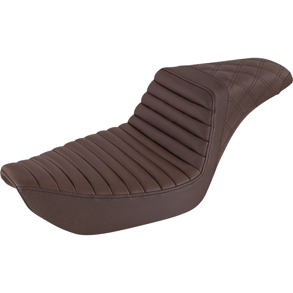 Saddlemen Step-Up Seat — Rear Lattice Stitch Front Tuck-N-Roll Brown Dyna - 896-04-176BR For Harley Dyna 1996-2003