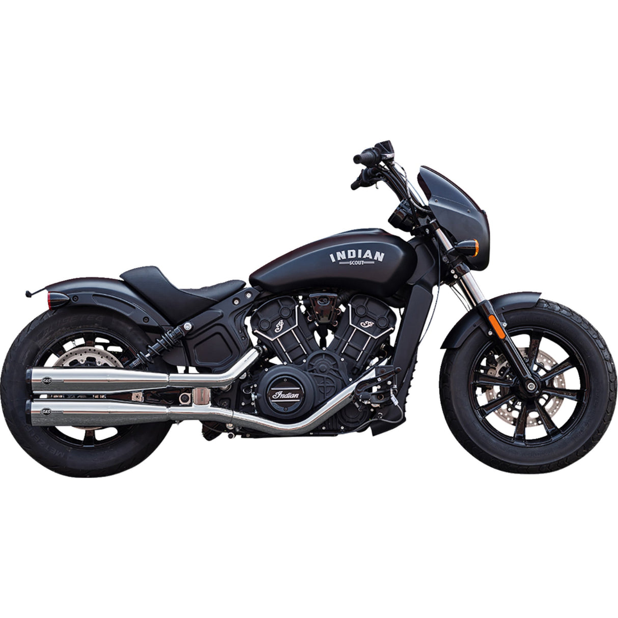 S&S Cycle Grand National Slip-On Mufflers Chrome 50-State - 4110-156 For Indian Scout 2015-2023