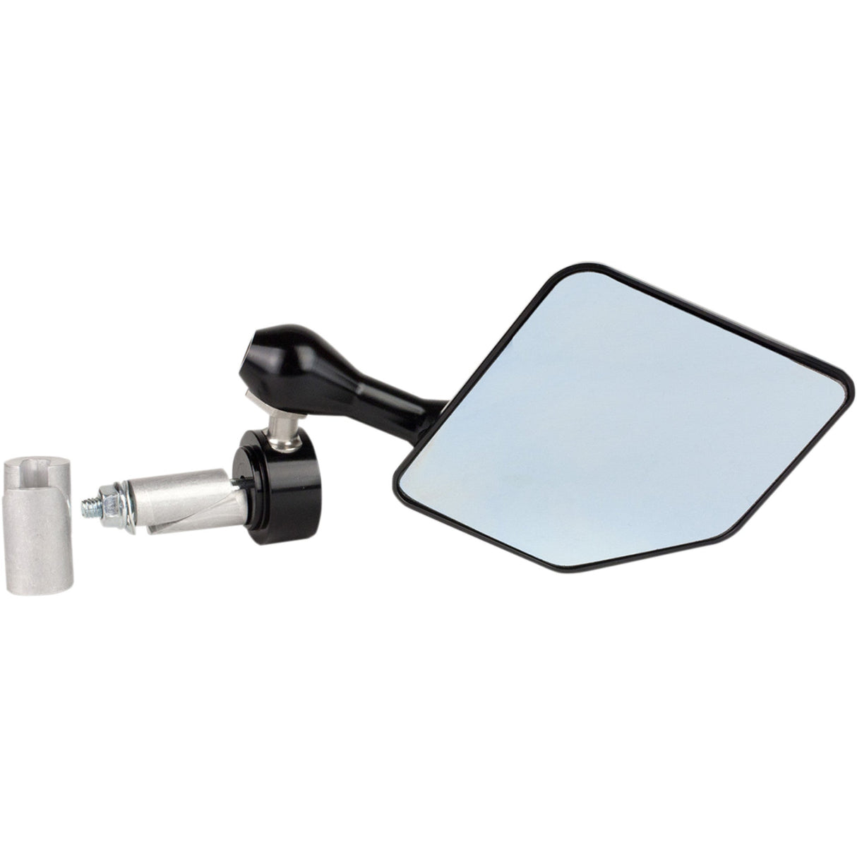 Driven Racing Halo Stainless Steel Bar End Mirror Halo Side View Pentagon Black Right Each - DHBMR-BK