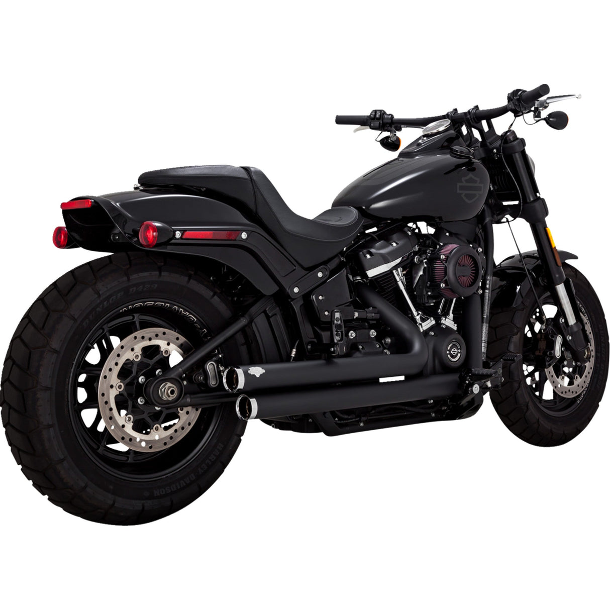 Vance & Hines Big Shots Staggered 2-Into-2 Exhaust System Black - 47341 For Harley Softail 2018-2024