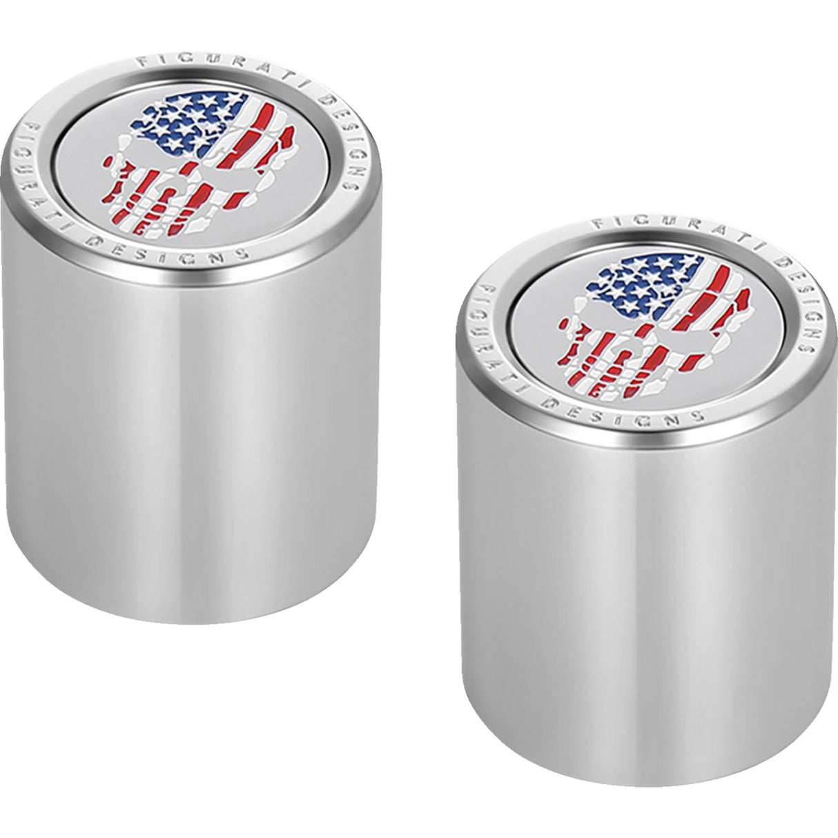 FIGURATI DESIGNS 3550-0353 FD24-DC-2730-SS Docking Covers red/white/blue american flag skull - silver