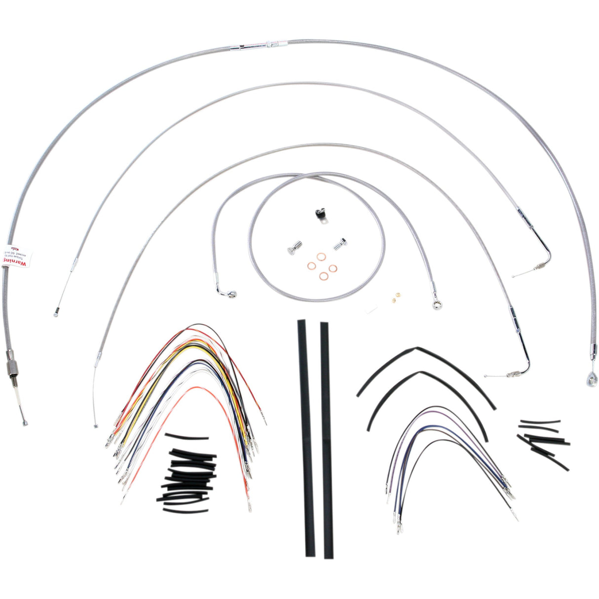 Burly Brand Complete Stainless Braided Handlebar Cable Brake Line Kit 18" Ape Hangers - B30-1060 For Harley Softail 2007-2010