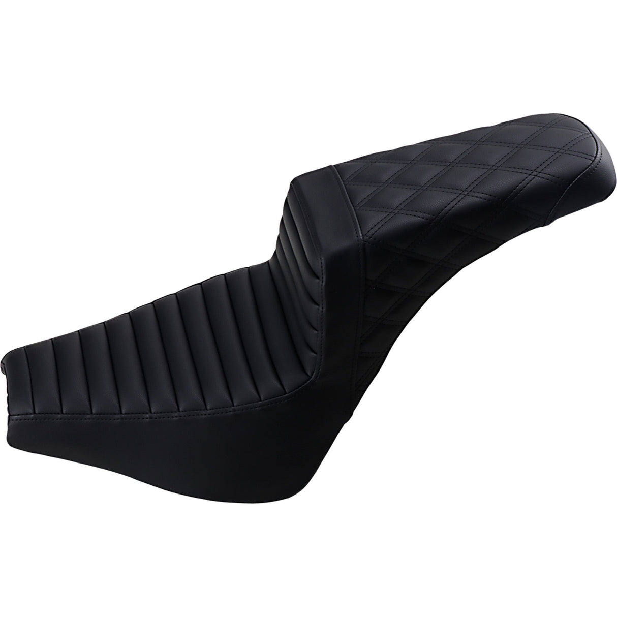 Saddlemen Step-Up Seat — Rear Lattice Stitch Front Tuck-N-Roll Black - 818-30-176 For Harley Softail 2018-2025